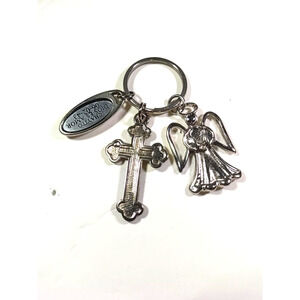 Chayito Dios Es Amor 06 - 02 - 43 Angel Cross Metal Keychain God is Love